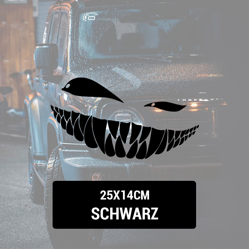 Auto-Aufkleber „Zähne schielen, lächeln“./Teeth squint evil smile sticker