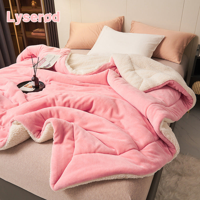 🎁Dobbeltlags Fortykket Lammeuldstæppe