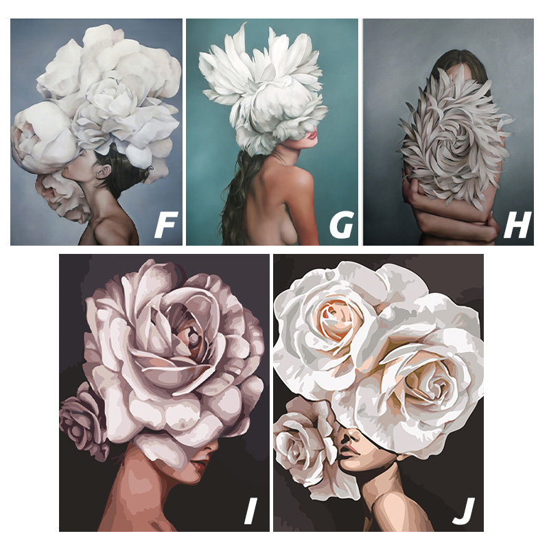 Digital Frameless Flower Oil Painting (Need To Paint By Yourself)