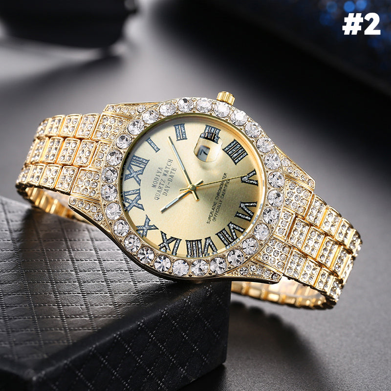 Diamant-Herrenuhr/Diamond-set Gypsophila quartz watch