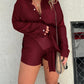 Women's Solid Color Long Sleeve Shirt Suit