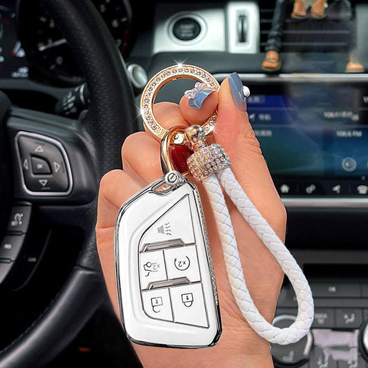 Cadillac Car Key Case Rhinestones Keychain