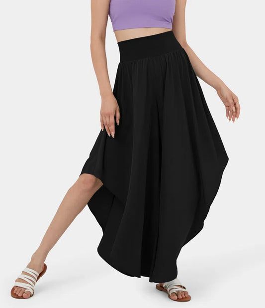 High Waist Ruffled Wide Leg Quick Dry Dance Pants