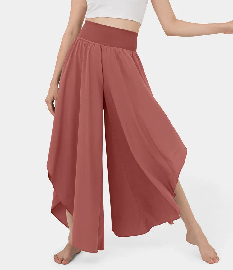 High Waist Ruffled Wide Leg Quick Dry Dance Pants