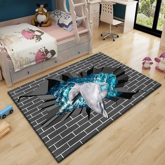 3D Optical Illusion Carpet- Dolphin Landscape