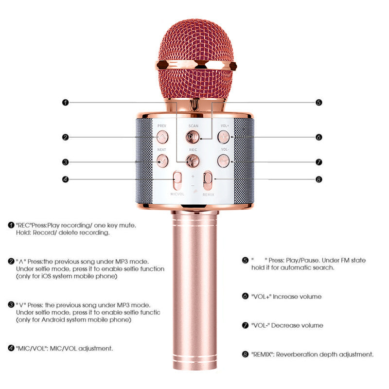 Portable Bluetooth Karaoke Wireless Microphone