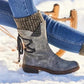Women's winter low barrel orthotic bow support wool warm boots