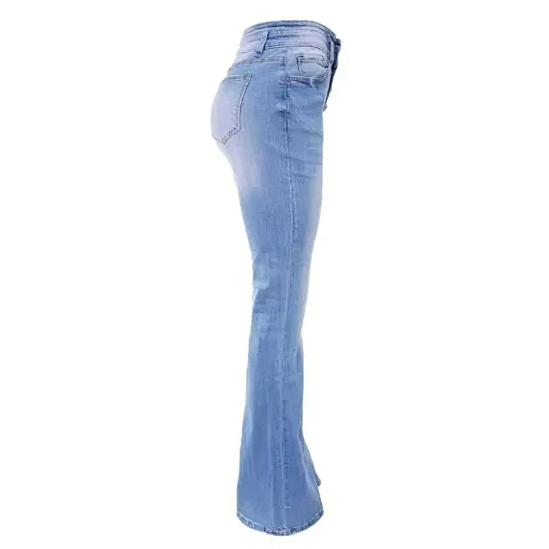 Vintage Button Fly High Waist Flare Leg Jeans