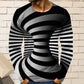 3D Geometric Vertigo Print Casual Top
