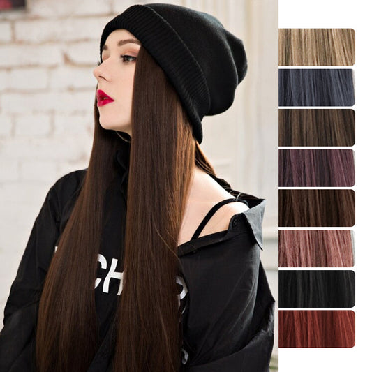 Knitted Long Hair Wig Hat