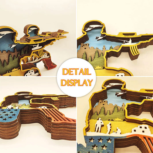 Independence Day Wood Carving Soldier Ornament