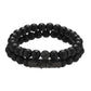 Brushed Stone Alloy Lion Head Stretch Bracelet