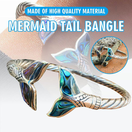 Abalone Shell Mermaid Tail SS Bangle Bracelet