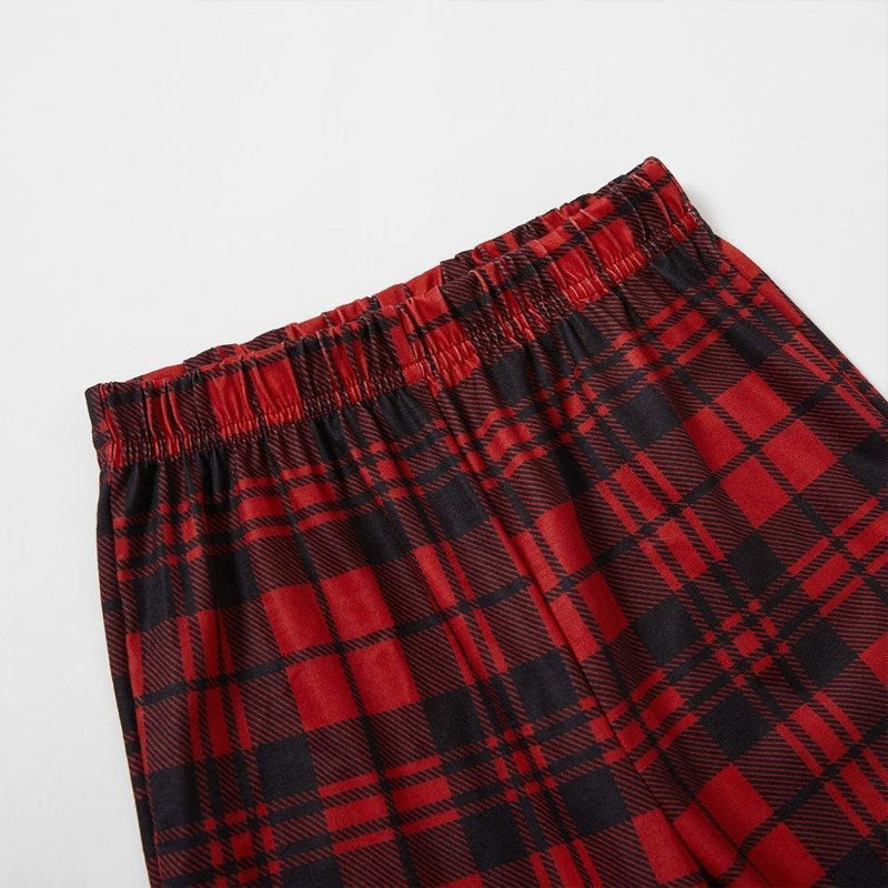 Christmas Team Santa Letter Print Buffalo Plaid Family Matching Pajamas Sets