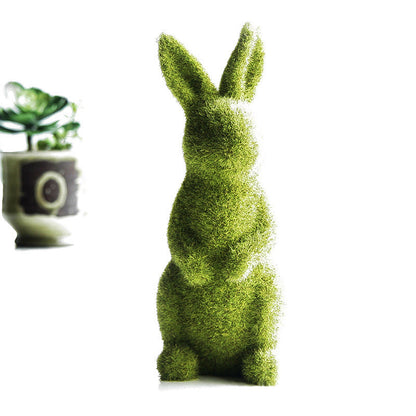 Moss Animal Statue Green Fuzzy Flocked