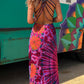 Printed Tie-Back Stretch Maxi Dress