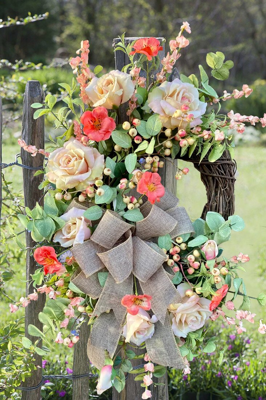 💝 Summer Sale 💝 Rose Floral Grapevine Wreath