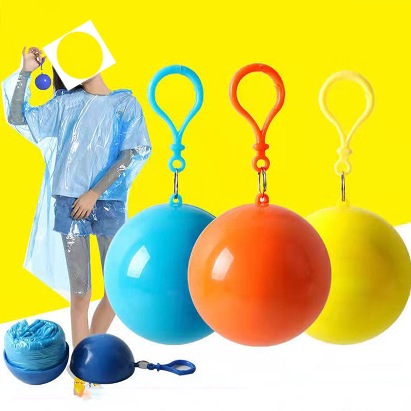 Portable Poncho Disposable Raincoat Ball Keychain