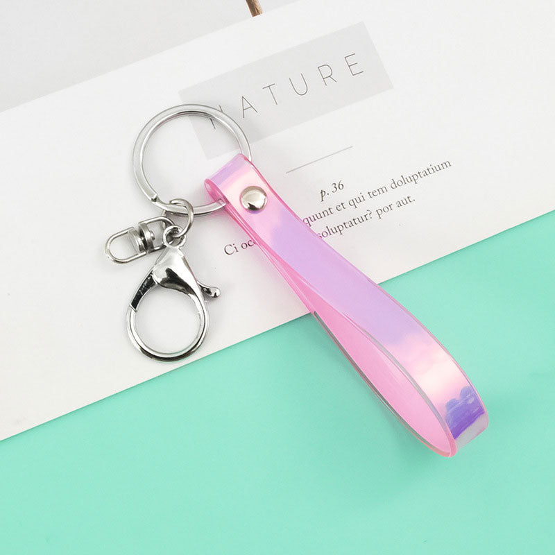 Magic Color Laser Leather Rope Keychain