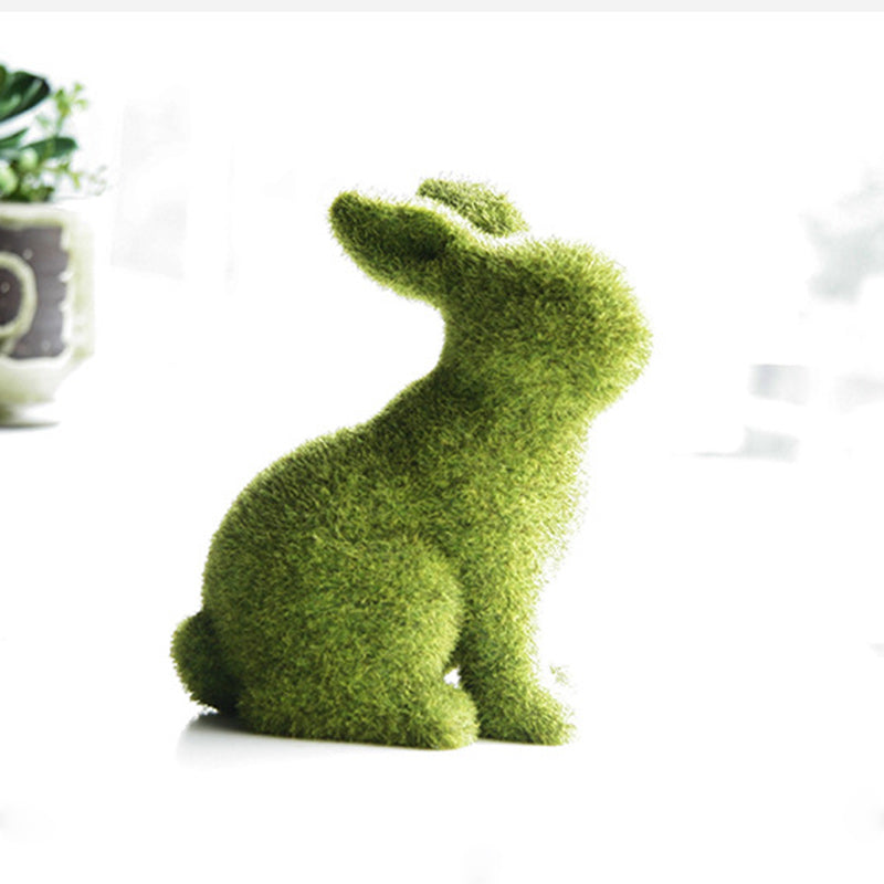 Moss Animal Statue Green Fuzzy Flocked