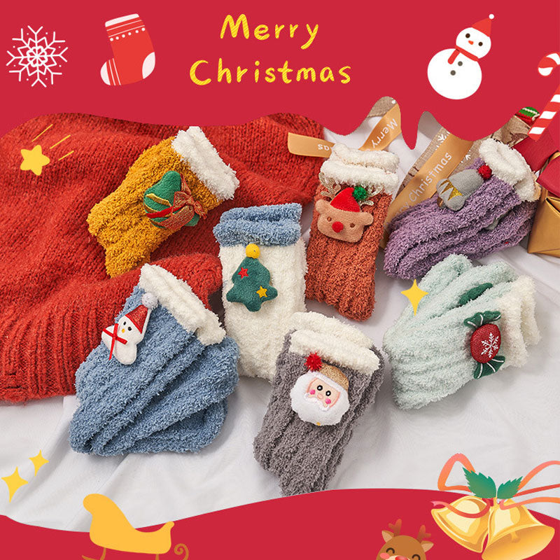 🎁🎅Cute Cartoon Coral Velvet Non-slip Christmas Socks