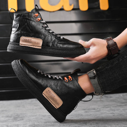 Men Letter Patch Lace-up Front Boots