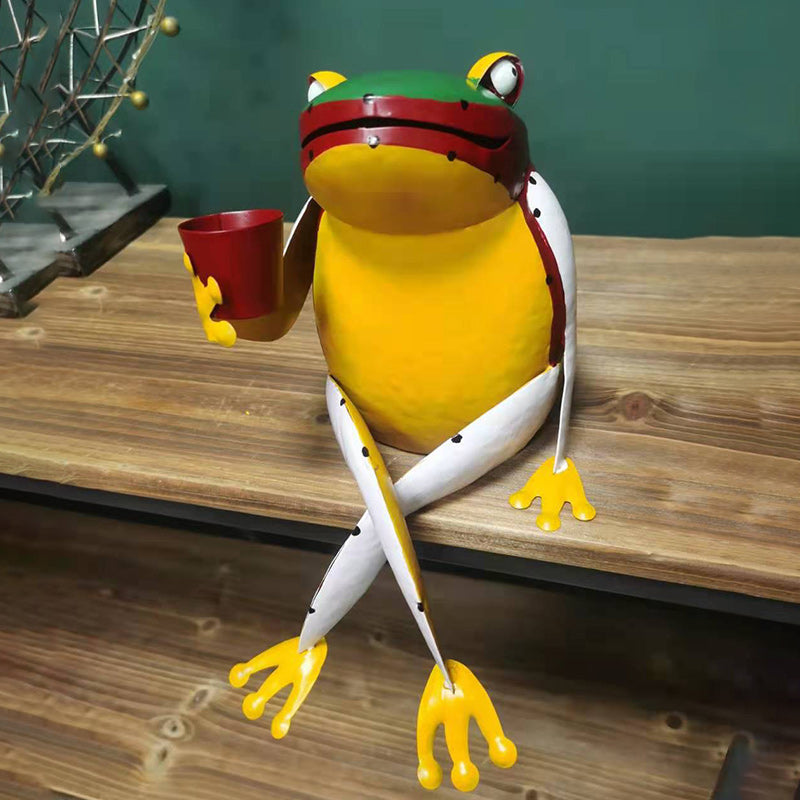 Metal Frog Art Sculpture Decor