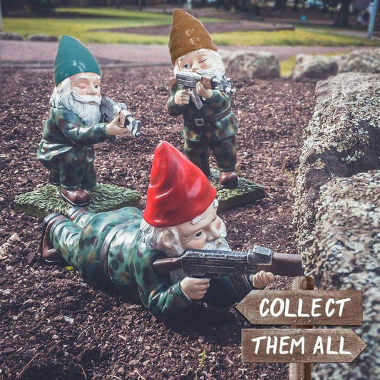 Amusing Army Garden Gnome Holding AK47 Statue