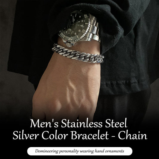 Men's Stainless Steel Silver Color Bracelet - Chain