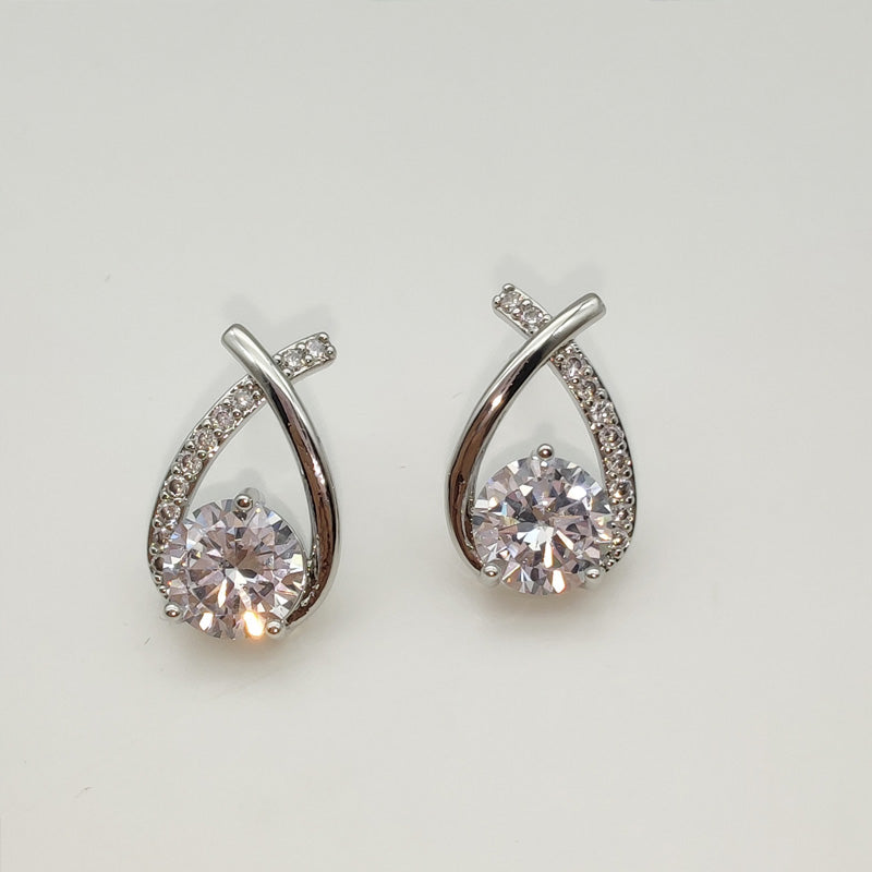 Cross Design Temperament Light Luxury Full Diamond Earrings