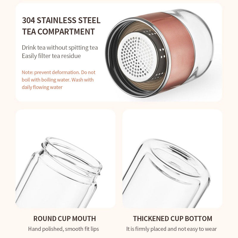 Double Wall Glass Tea Infuser Bottle