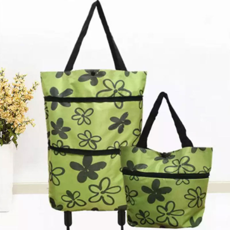 Folding Shopping Bag Collapsible Trolley Bags with Wheels