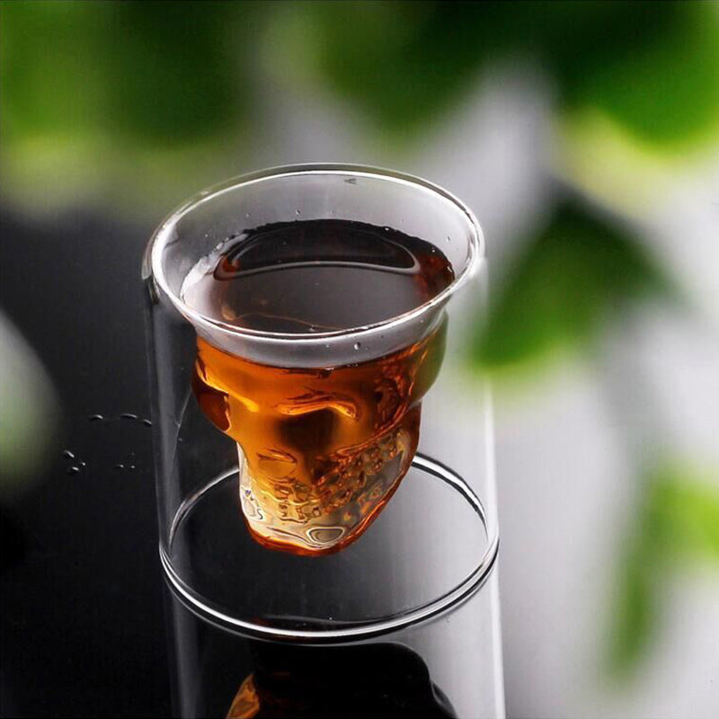 Double Walled Skull Glass Mug For Hot & Cold Drinks