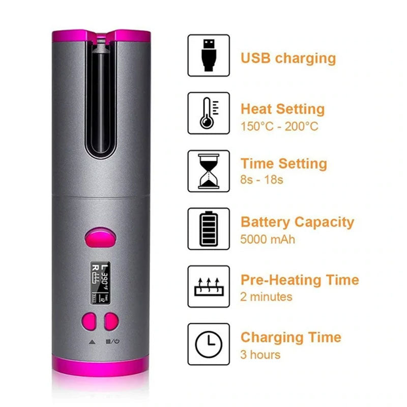 Auto Rotating Cordless Ceramic Hair Curler