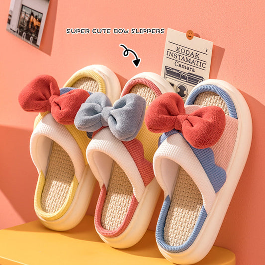 Bow Knot Straw Slipper