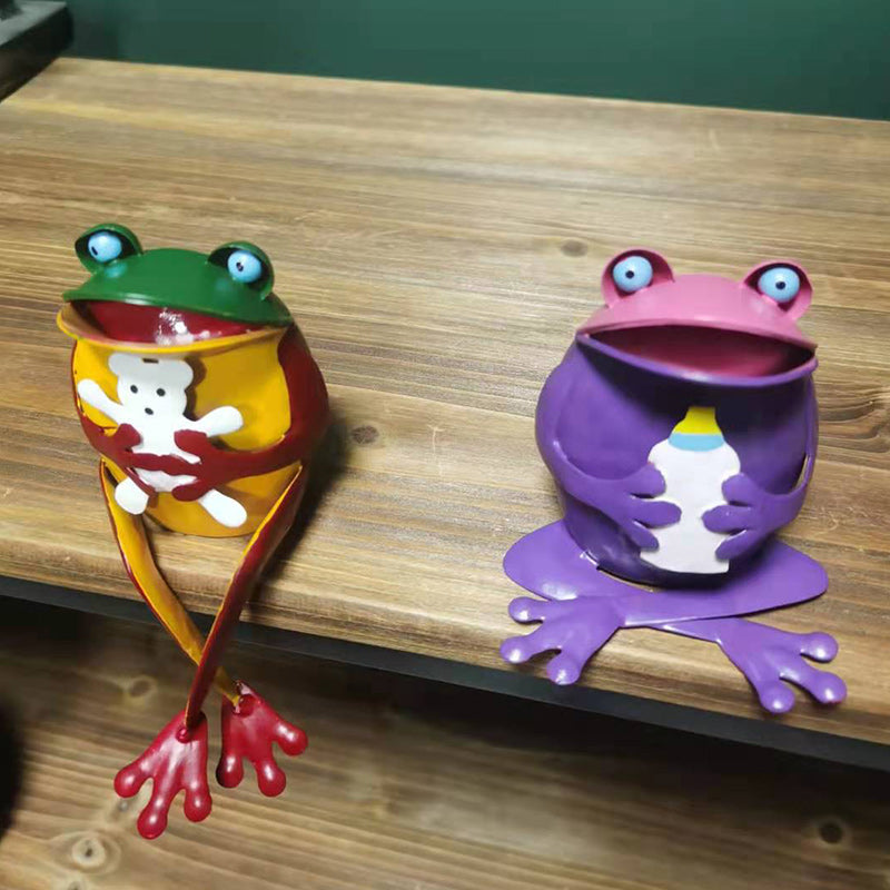 Metal Frog Art Sculpture Decor
