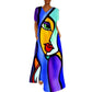 Portrait Print V-Neck Maxi Dress