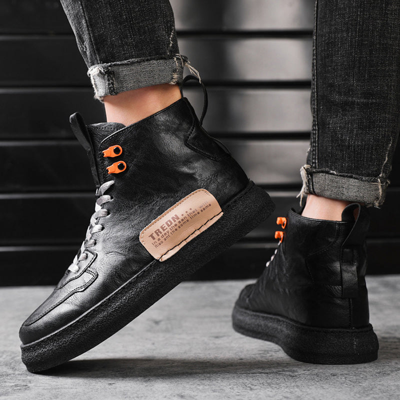 Men Letter Patch Lace-up Front Boots