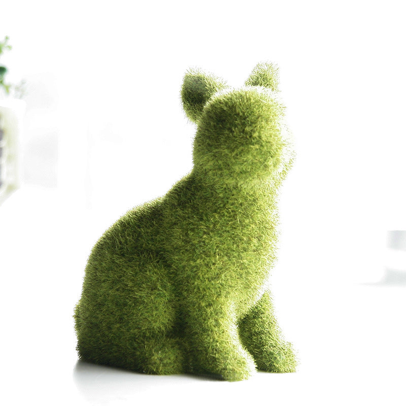 Moss Animal Statue Green Fuzzy Flocked