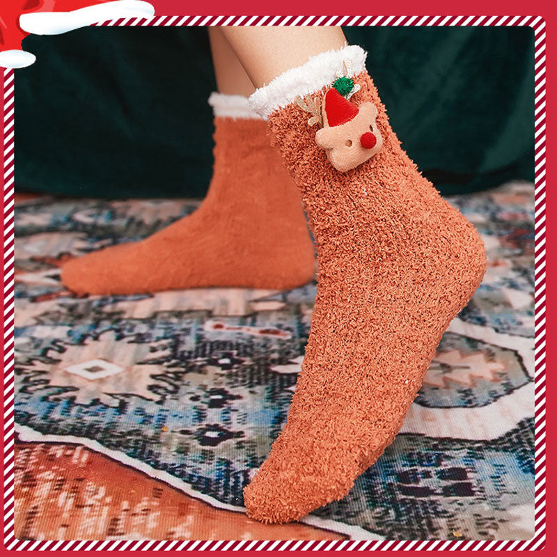 🎁🎅Cute Cartoon Coral Velvet Non-slip Christmas Socks