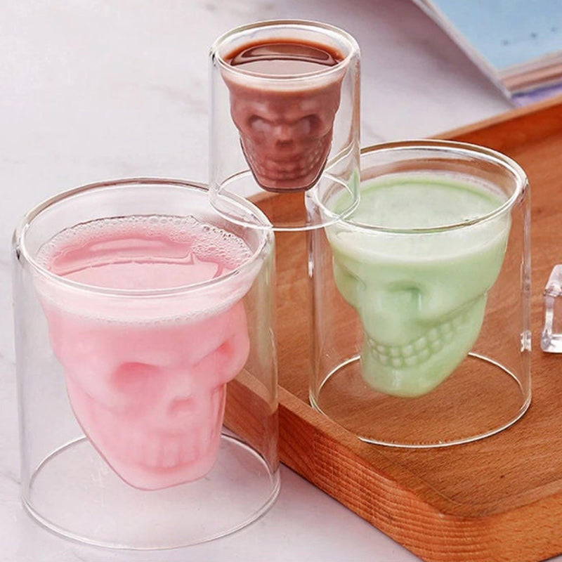 Double Walled Skull Glass Mug For Hot & Cold Drinks