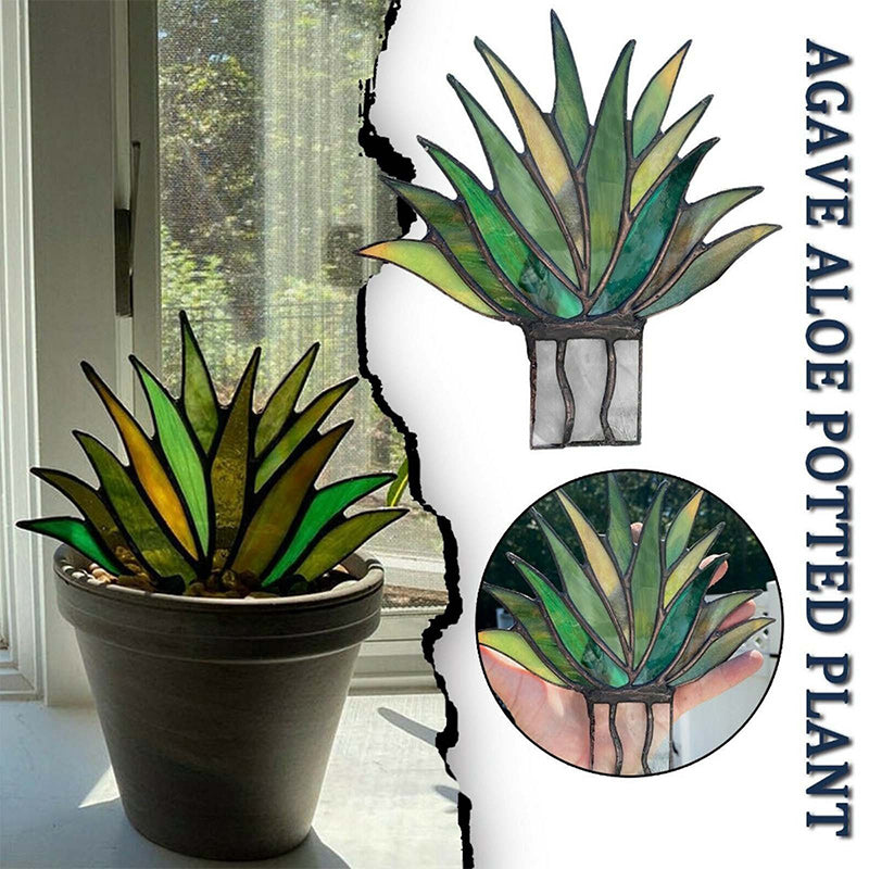 Stained Agave Plant Flower Pot Ornament