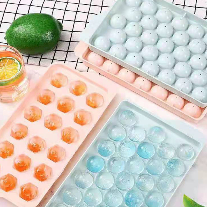 Round Ice Cube Tray with Lid Ice Ball Maker Mold