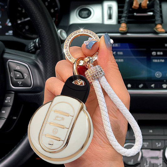 Mini Car Key Case Rhinestones Keychain