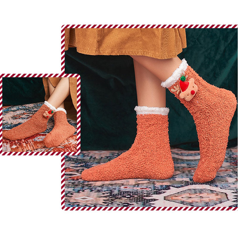 🎁🎅Cute Cartoon Coral Velvet Non-slip Christmas Socks