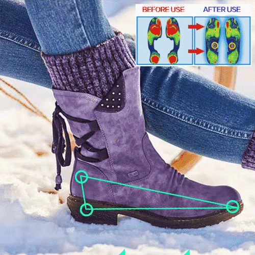 Women's winter low barrel orthotic bow support wool warm boots