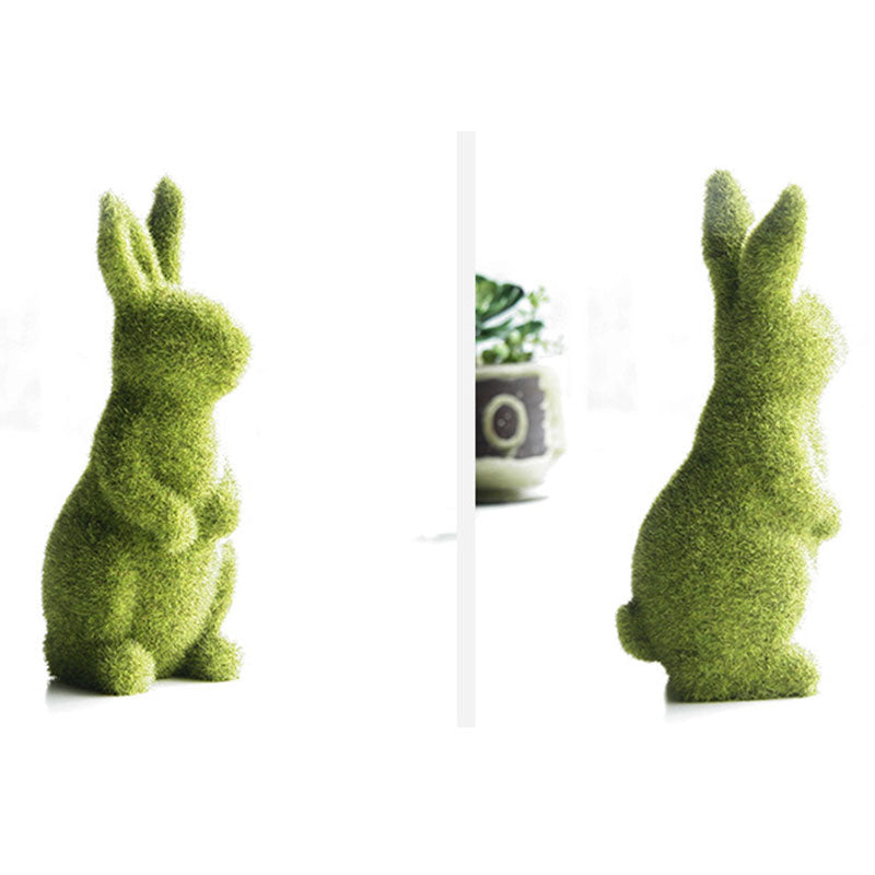 Moss Animal Statue Green Fuzzy Flocked