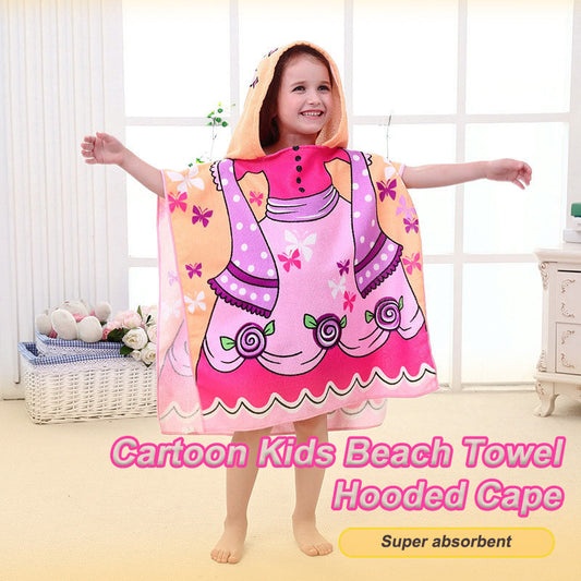Cartoon Kids Beach Towel Hooded Cape