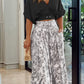Crop Top Blouse and Wide Leg Printed Pants 2 Pieces Set