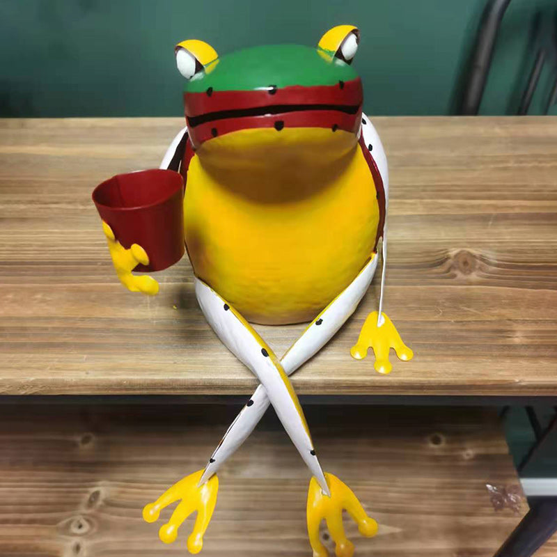 Metal Frog Art Sculpture Decor